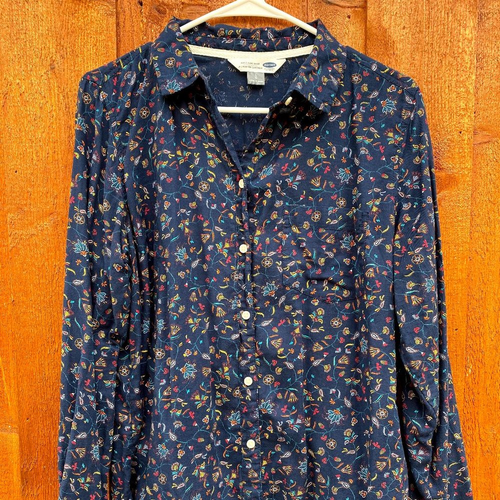 Blue Floral Button-Up